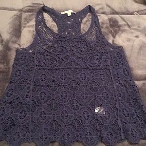 Lauren Conrad blue crochet tank